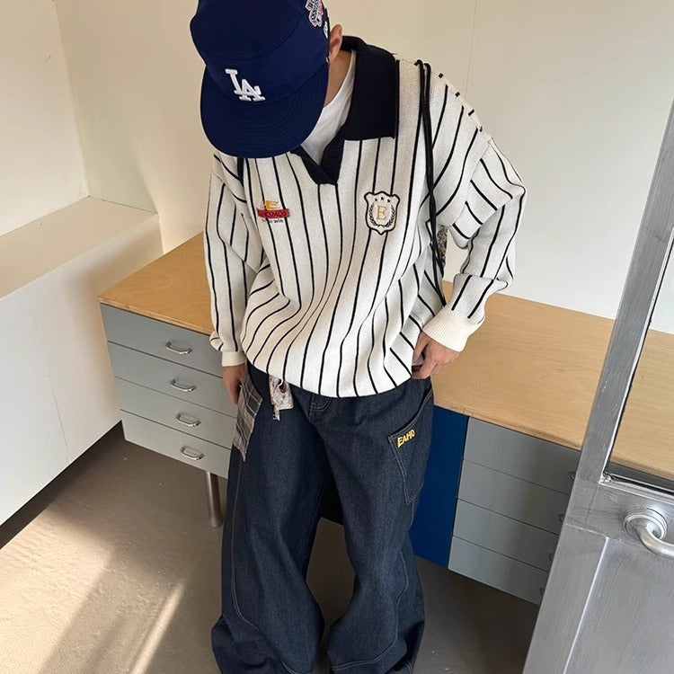 Style Unique Design Plaid Patchwork Denim Pants Men Baggy Loose Washed Straight Leg Wide Leg Pants