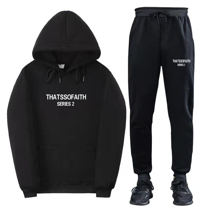 Hoodie and Pants Two-Piece Set for Men and Women, Casual Fleece Lined Hoodie