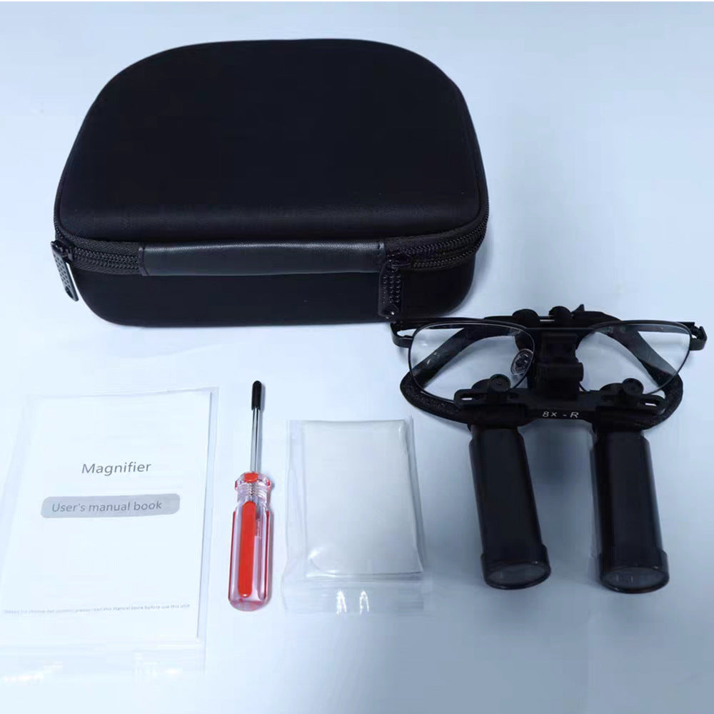 8X Binocular Head-Mounted Optical Loupes for Dental Surgical Procedures