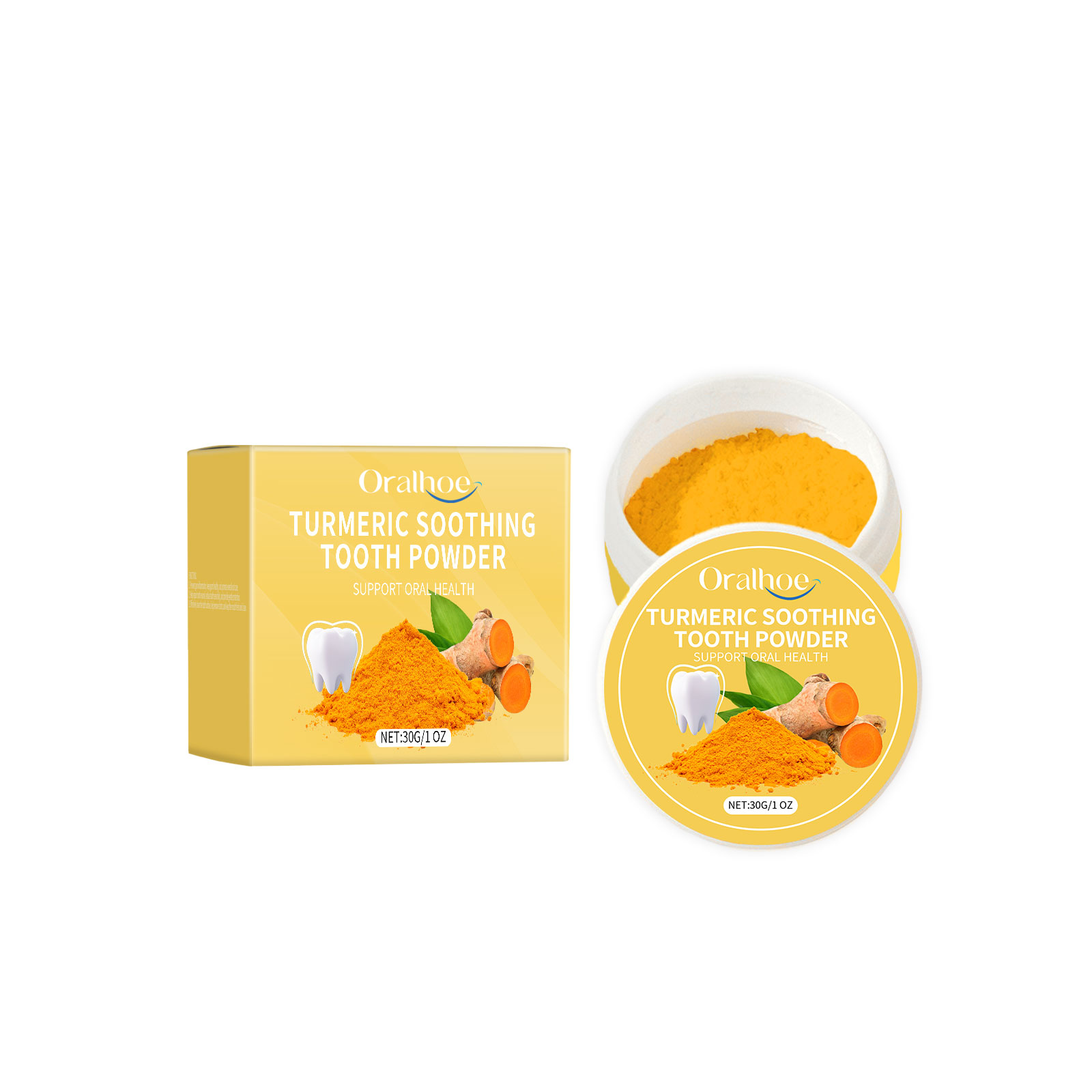 Oralhoe Turmeric Care Dental Powder Teeth Cleaning Turmeric Clean White Confident Smile Care Oral Care