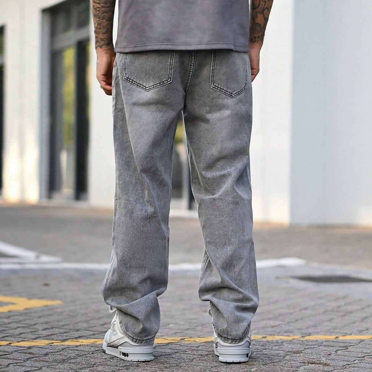 Casual Comfortable Men's Summer Jeans, Fashion Vintage Washed Grey Denim Pants