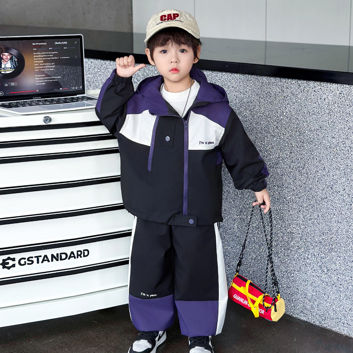 Boys Autumn Hooded Sports Casual Two-Piece Set
