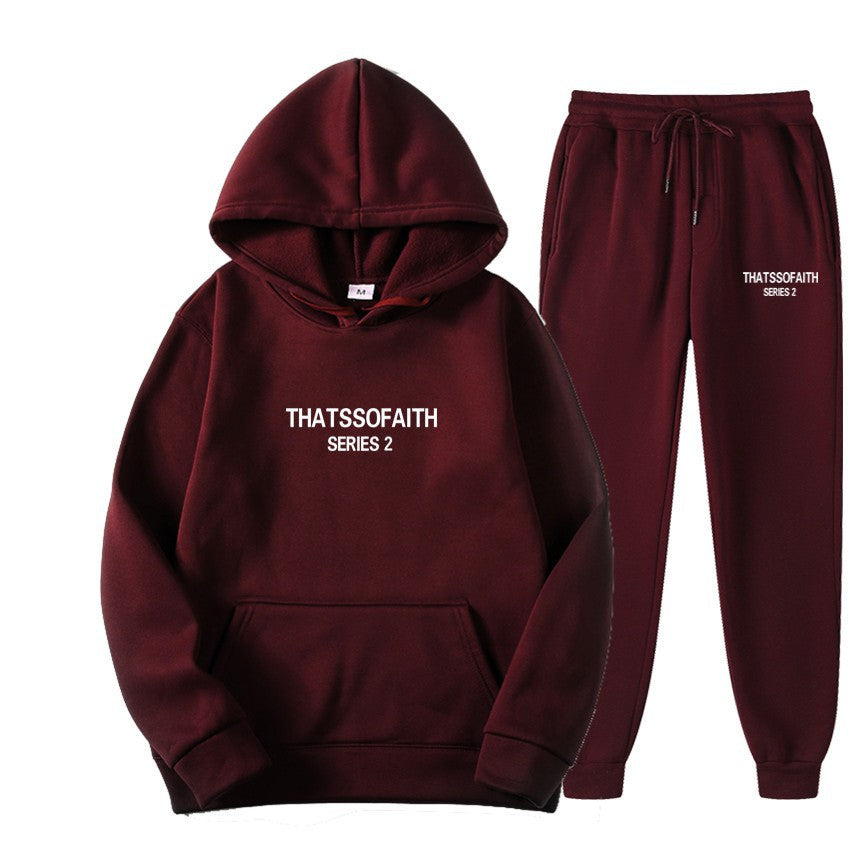 Hoodie and Pants Two-Piece Set for Men and Women, Casual Fleece Lined Hoodie