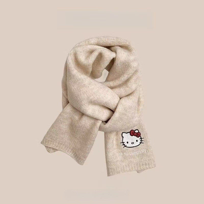 Autumn and winter neck scarf shawl, warm solid color knitted thick scarf