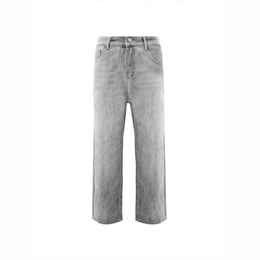 Casual Men's Gray Designer Jeans, Fashion Distressed Vintage Washed Denim Pants