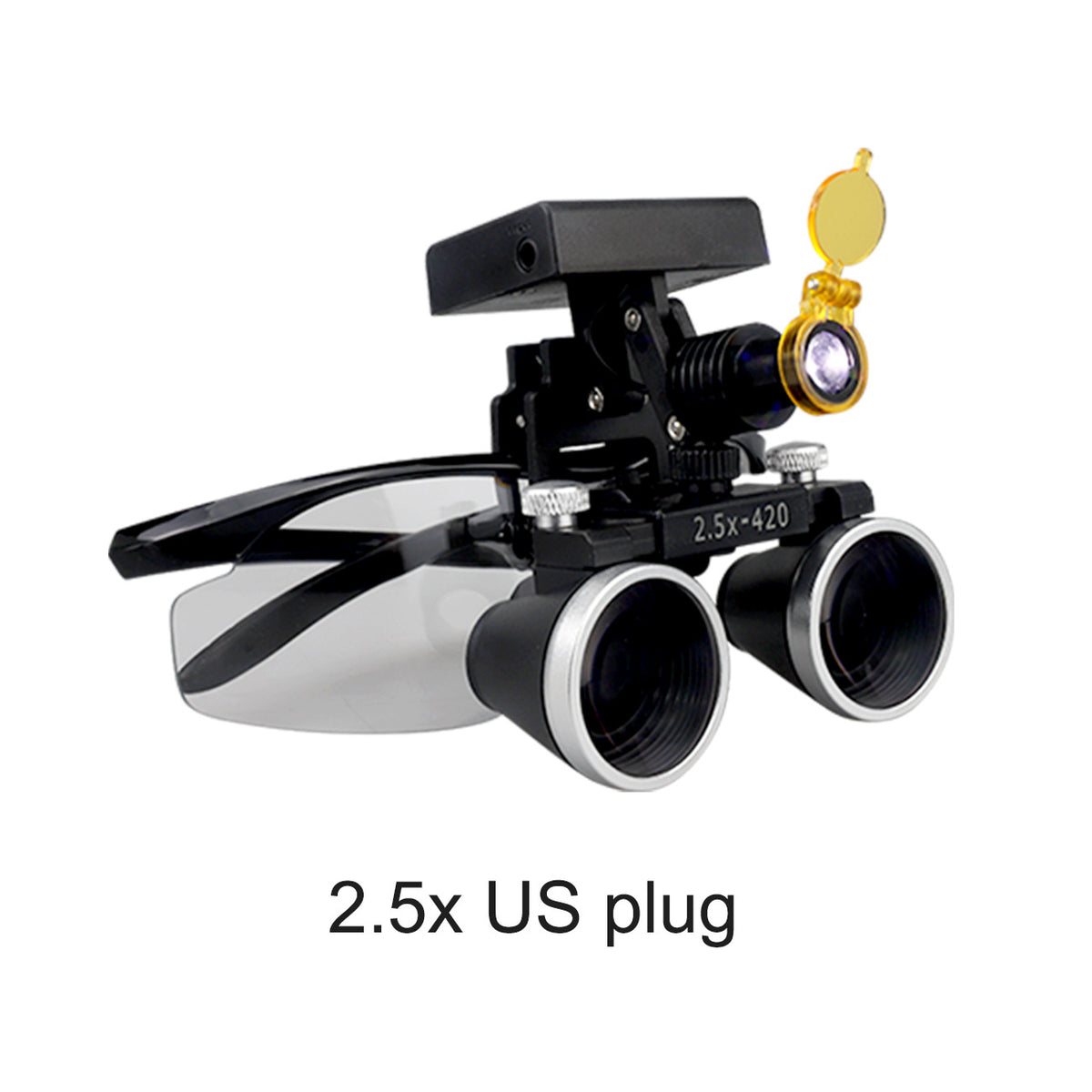Binocular Surgical Magnifier Headlamp with 2.5x/3.5x Lenses, 5W 3D Clip-On LED Headlight for Dental