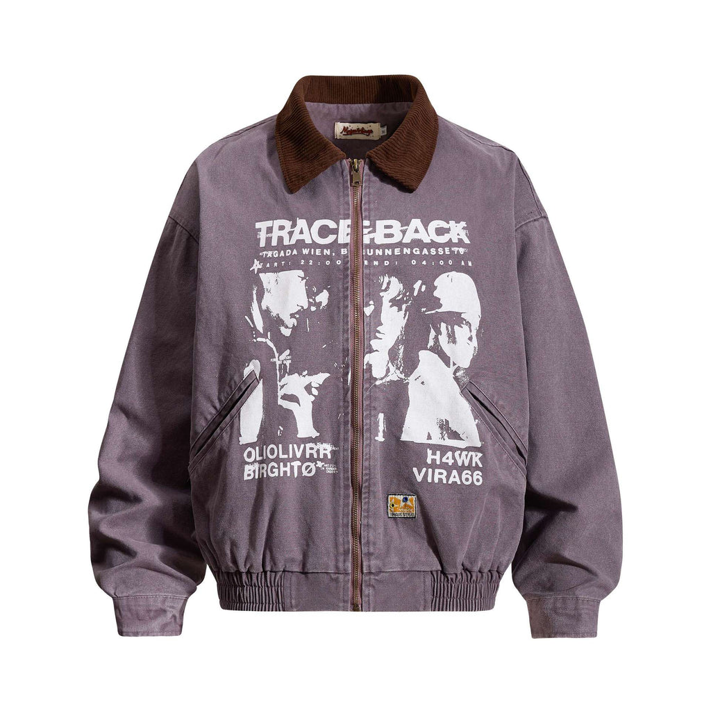 Portrait letter printed men's and women's jackets