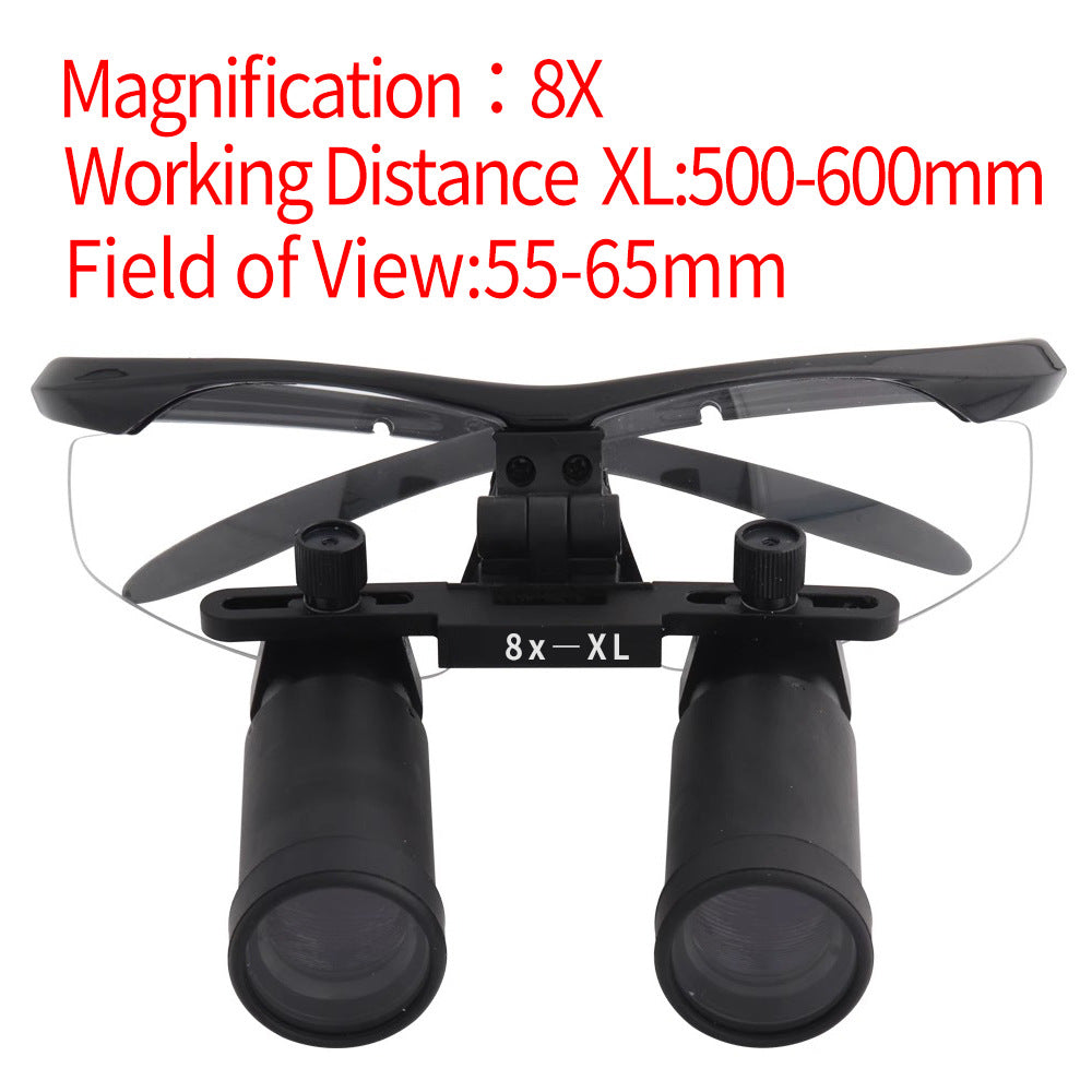 8X Binocular Head-Mounted Optical Loupes for Dental Surgical Procedures