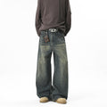 Street Style Loose Straight Leg Jeans for Men, High Street Drape Wide Leg Casual Versatile Long Pants