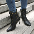 Bulk Order Autumn/Winter Large Size Low-Cut Boots Pointed Toe Studs Front Lace-Up Martin Boots for Women Made to order, ships in 7 days