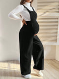 Pregnant Women's Elastic Waist Loose Corduroy Overalls