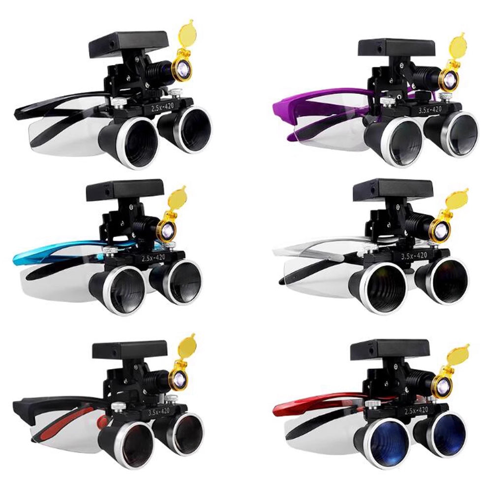 Binocular Surgical Magnifier Headlamp with 2.5x/3.5x Lenses, 5W 3D Clip-On LED Headlight for Dental