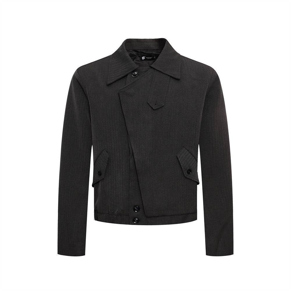 Slanted placket lapel jacket