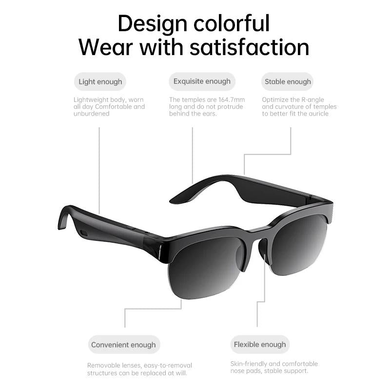 AI intelligent wireless Bluetooth 6.0 glasses listening to music making calls sports long battery life AI translation