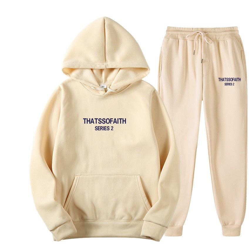 Hoodie and Pants Two-Piece Set for Men and Women, Casual Fleece Lined Hoodie