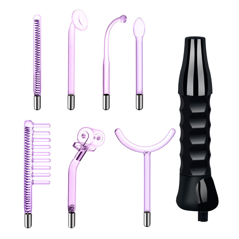 High-Frequency Electrotherapy Device, Ozone High-Frequency Beauty Wand, Handheld Skincare Instrument, Home Facial Care 7-Piece Set