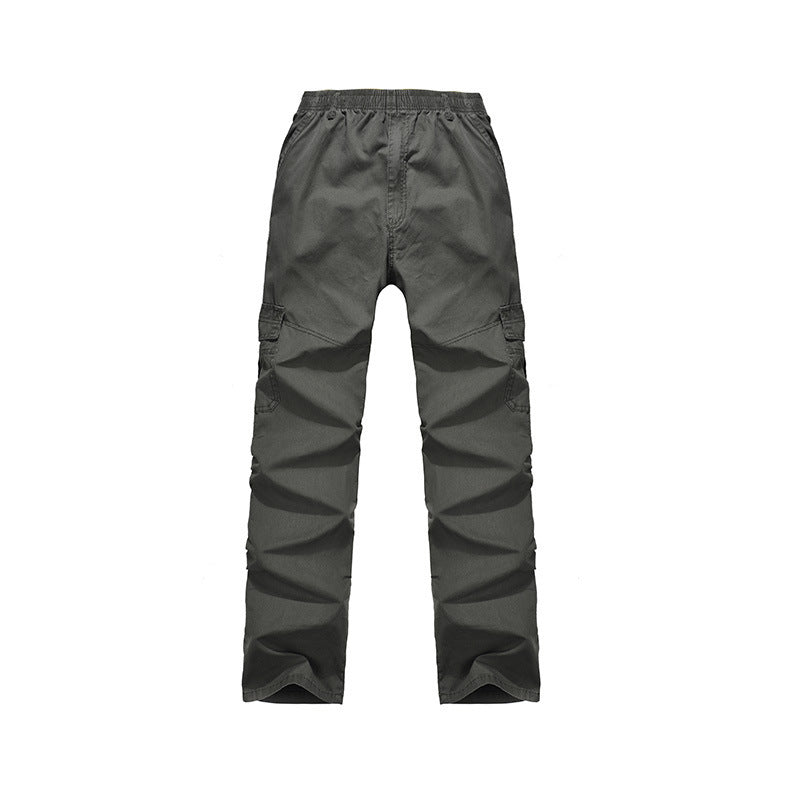 Spring Men's Elastic Waist Pants for Middle-Aged and Elderly Dads, Straight Leg, Loose Fit, Oversized, Plus Size, Casual Trousers, Long Pants