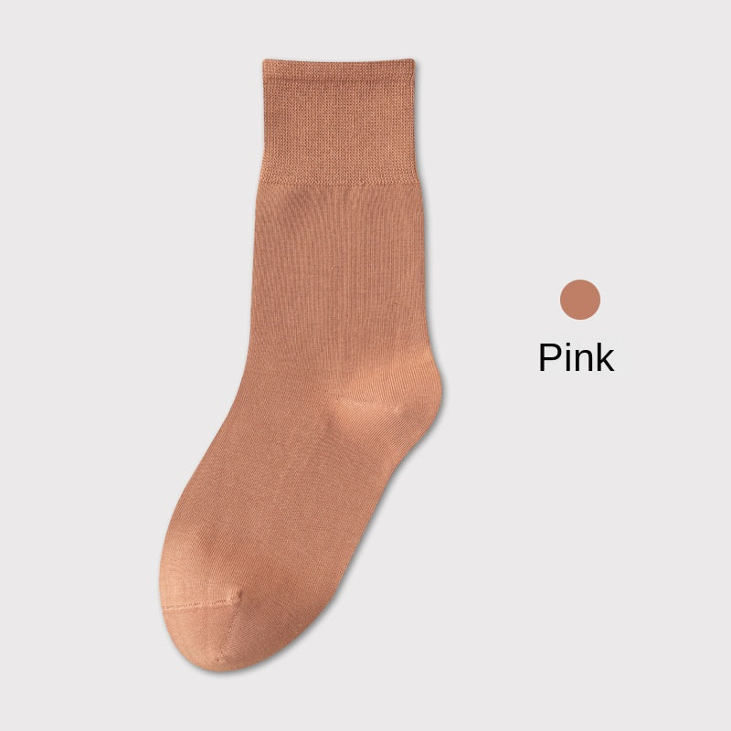 Thin Mid-Calf Socks Pure Cotton White Postpartum Socks Seamless Full Cotton Long Socks