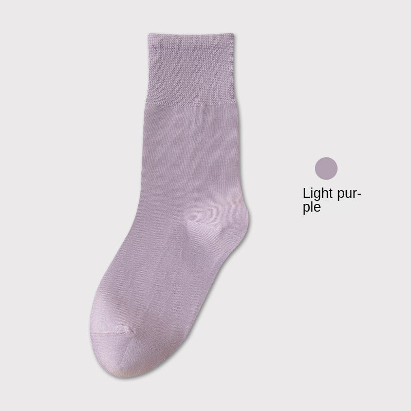 Thin Mid-Calf Socks Pure Cotton White Postpartum Socks Seamless Full Cotton Long Socks