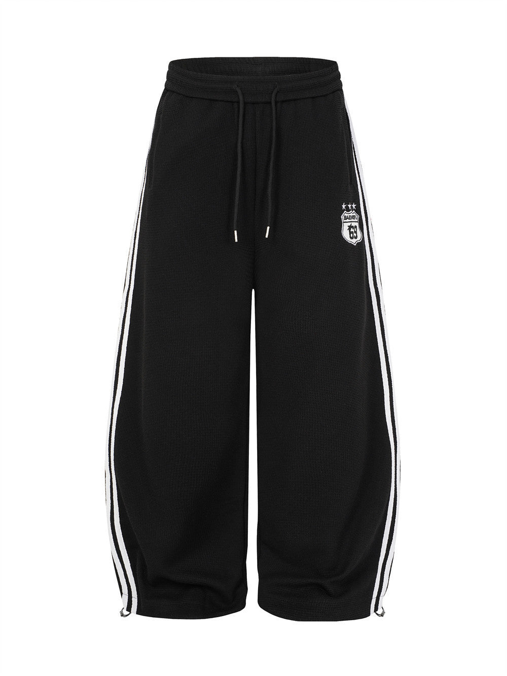 Ribbon splicing three bar standing collar sweatshirt sports suit