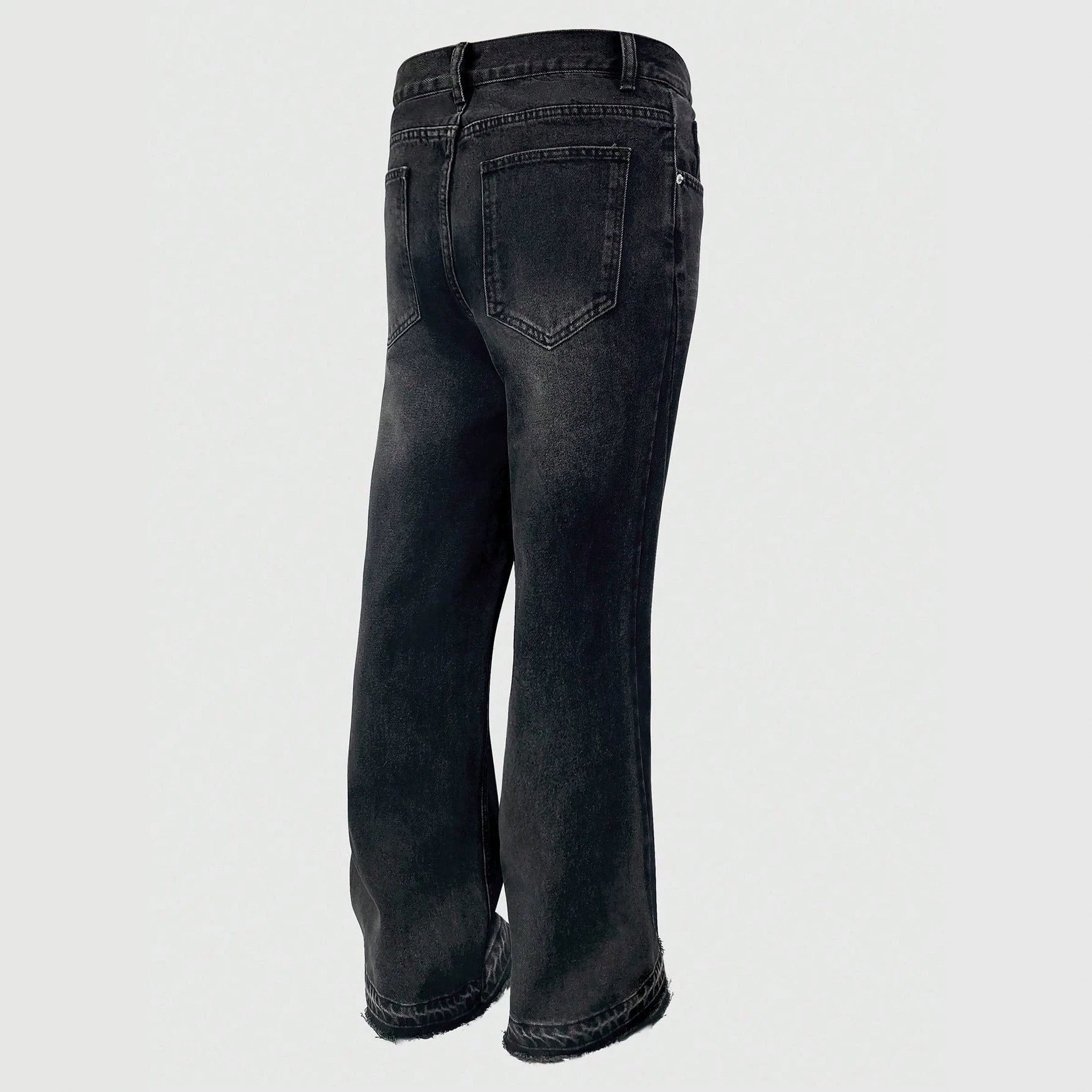 Cotton Casual Pants Men Summer Vintage Washed Denim Jeans Fashion Retro Design Black Relaxed Fit Pants