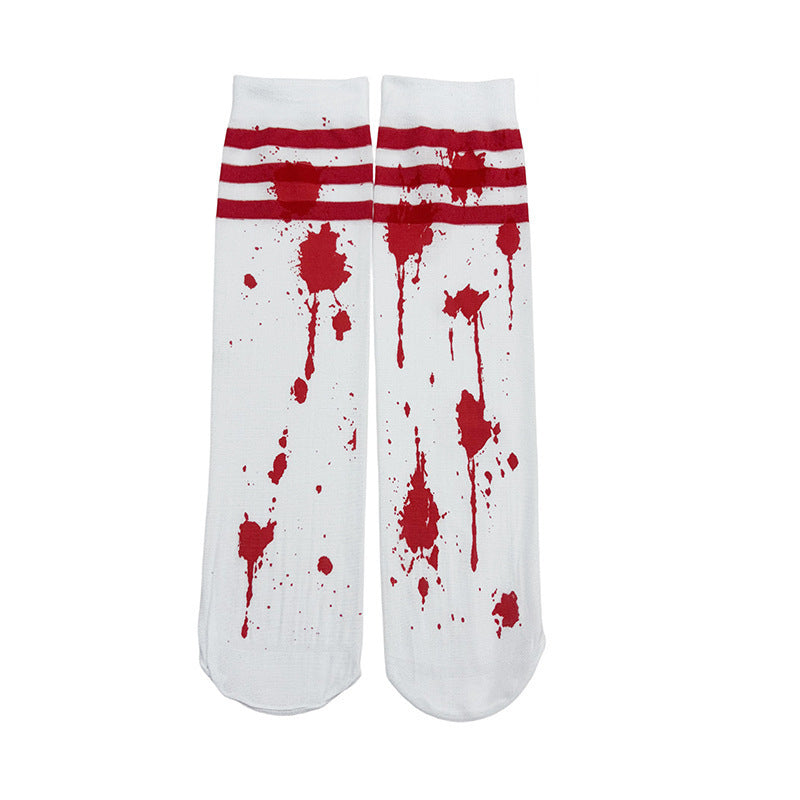 Costume Accessories Nurse Student Bloody Socks Halloween Adult Socks Kids Ghost Festival Zombie Socks Striped