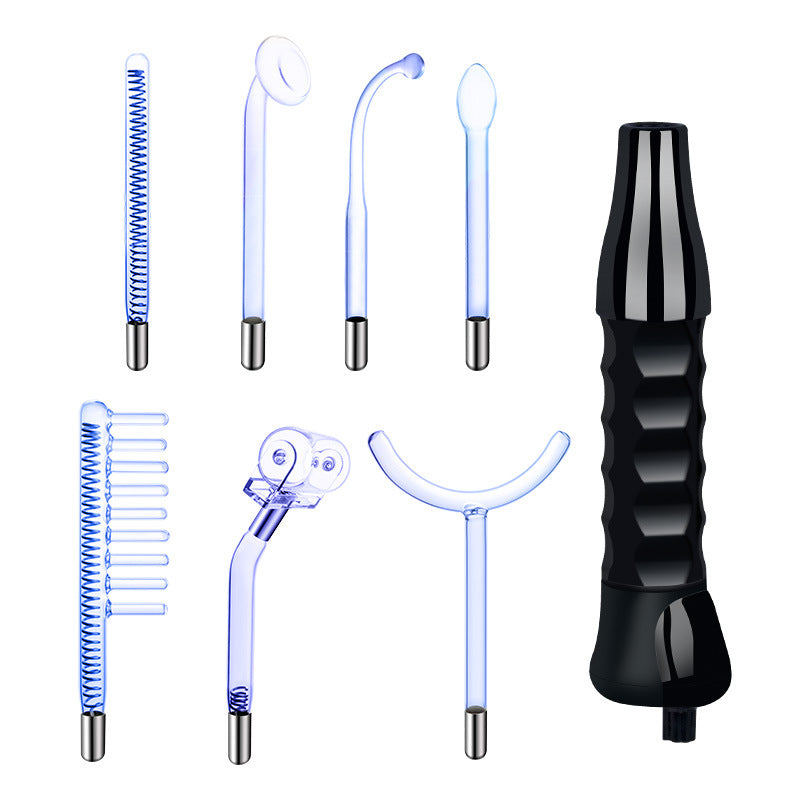 High-Frequency Electrotherapy Device, Ozone High-Frequency Beauty Wand, Handheld Skincare Instrument, Home Facial Care 7-Piece Set