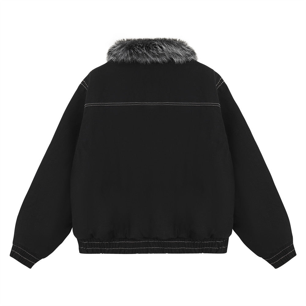 Workwear fur collar thick jacket