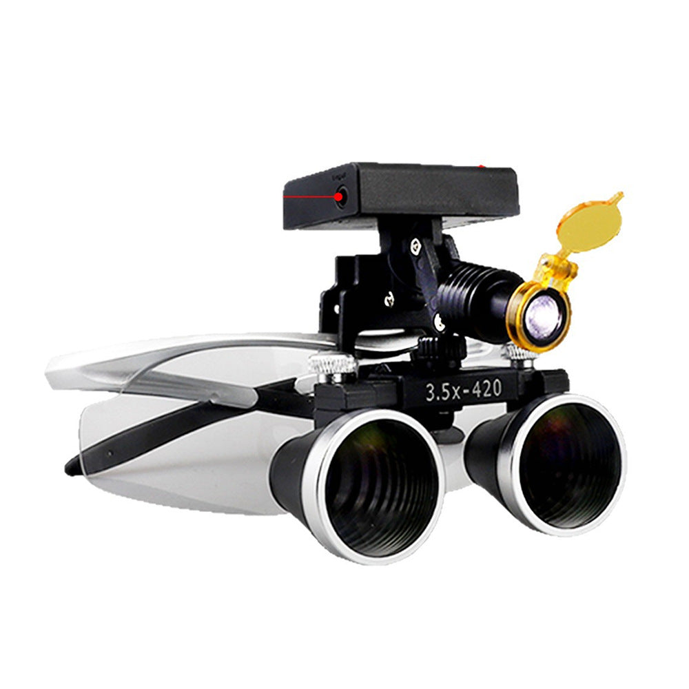 Binocular Surgical Magnifier Headlamp with 2.5x/3.5x Lenses, 5W 3D Clip-On LED Headlight for Dental