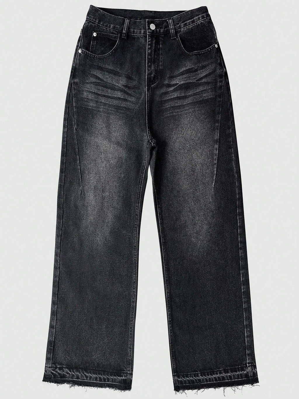 Cotton Casual Pants Men Summer Vintage Washed Denim Jeans Fashion Retro Design Black Relaxed Fit Pants