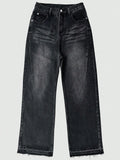 Cotton Casual Pants Men Summer Vintage Washed Denim Jeans Fashion Retro Design Black Relaxed Fit Pants