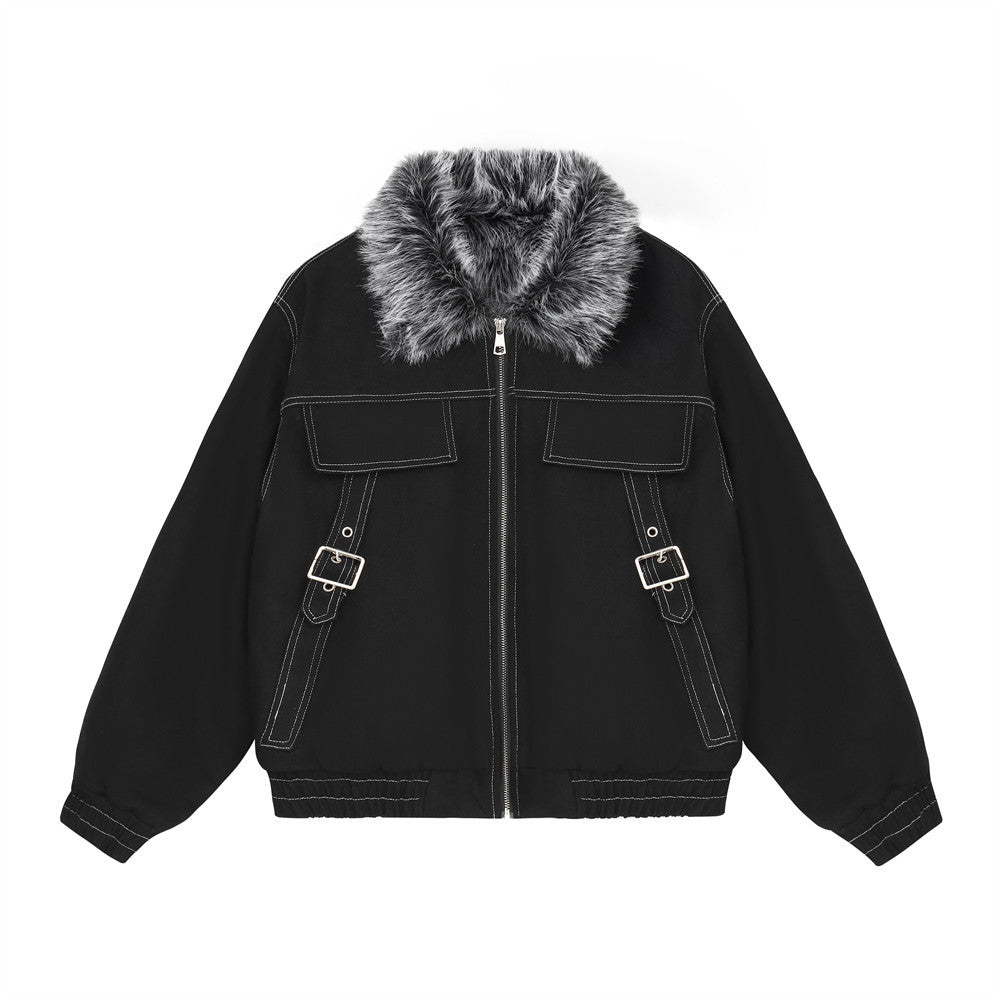 Workwear fur collar thick jacket