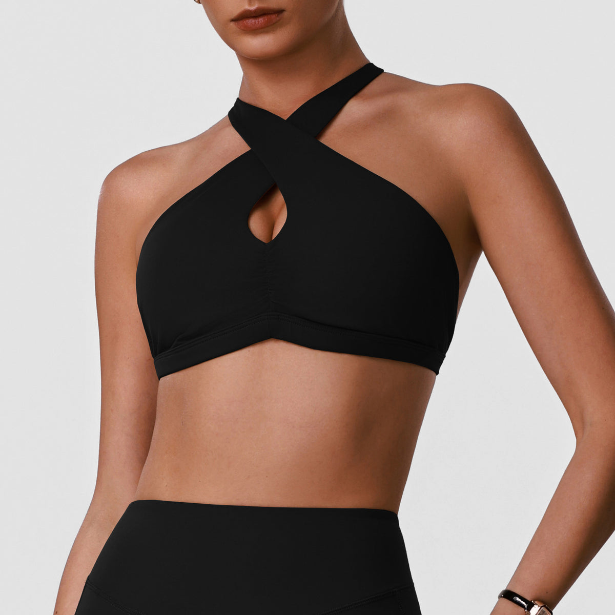 Women's Sports Halter Backless Bra, Fitness Yoga Running Quick-Dry Comfortable Inner Layer Sports Bra with Padded Support