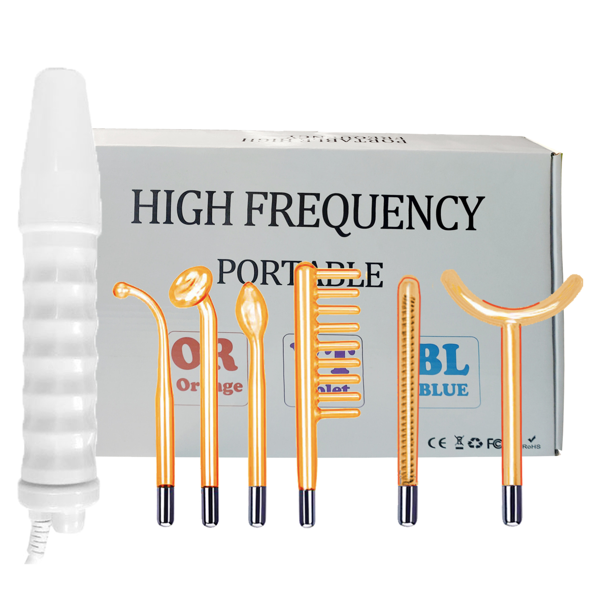 Beauty Salon High-Frequency Electrotherapy Device 6-Piece Set Portable Facial Acne Treatment Instrument Home Beauty Equipment 6-piece