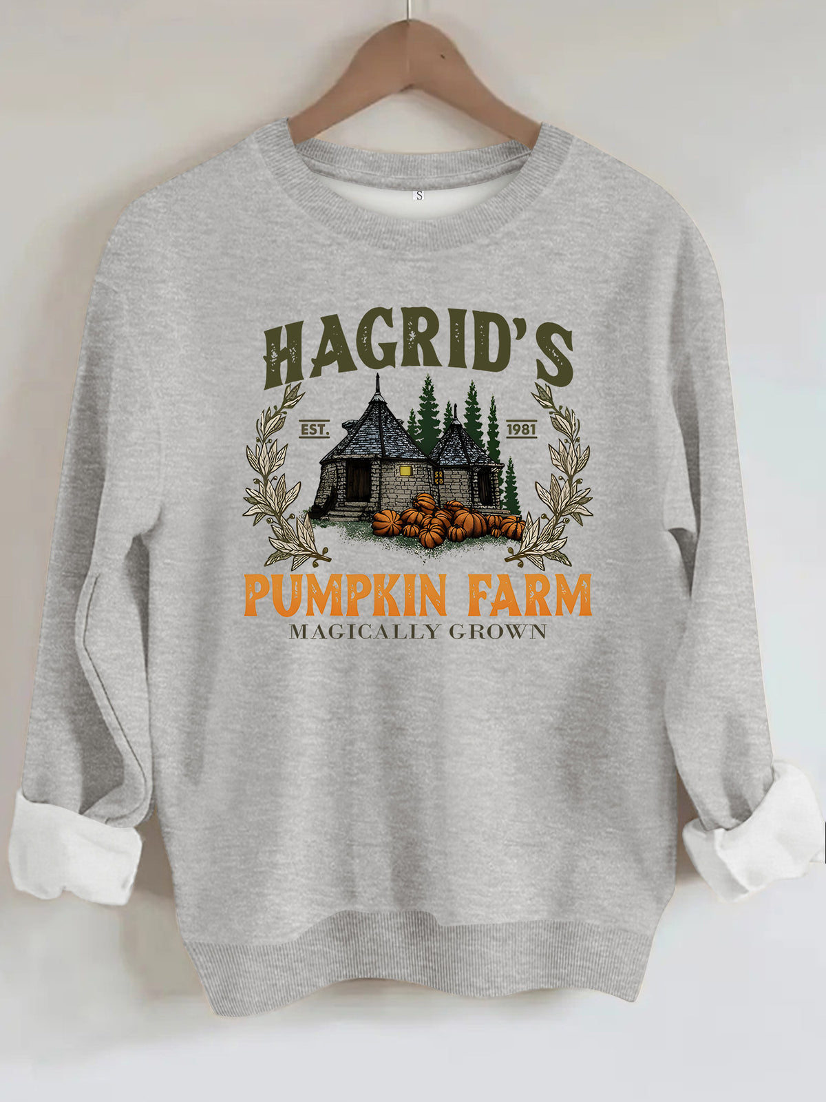 Pattern printed round neck fleece hoodie