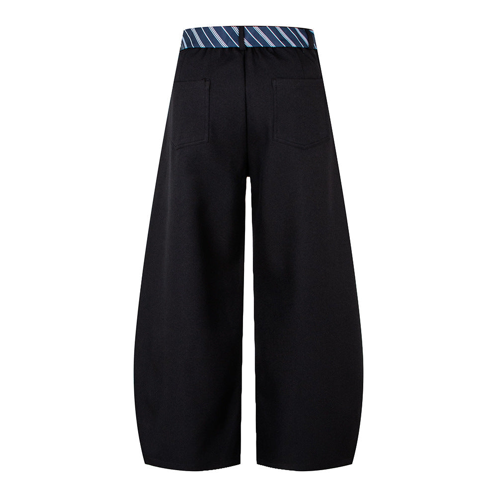 Tie Design Knife-cut Suit Pants for Men and Women, Loose, Versatile, Drapey Wide-leg Casual Trousers