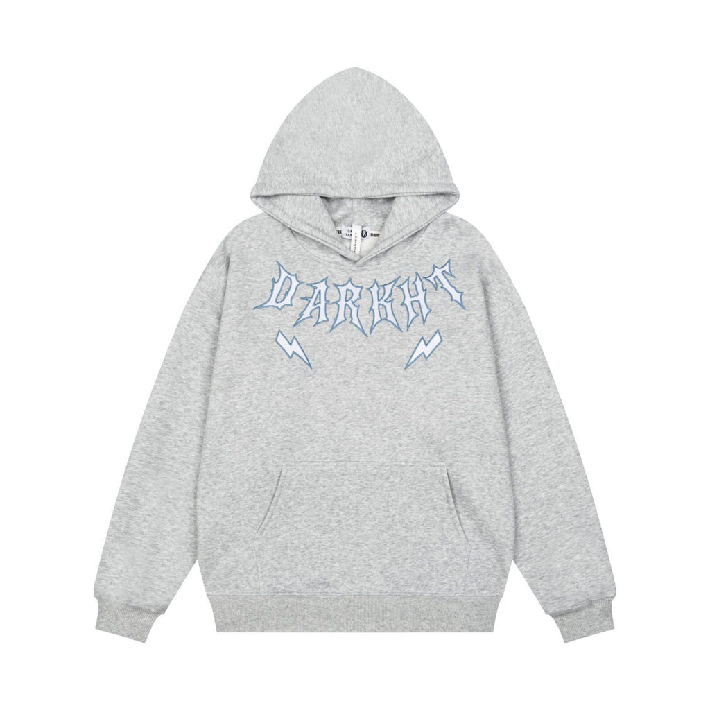 Lightning Letter Print Hoodie for Women, Vintage Street Style, Loose Drop Shoulder Top