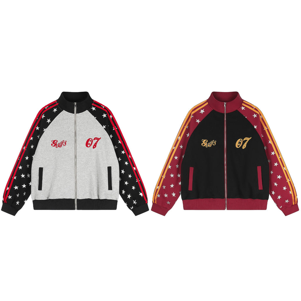 Full printed star shoulder design jacket
