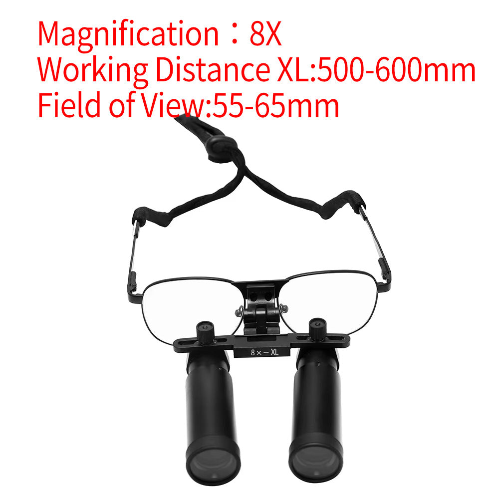 8X Binocular Head-Mounted Optical Loupes for Dental Surgical Procedures