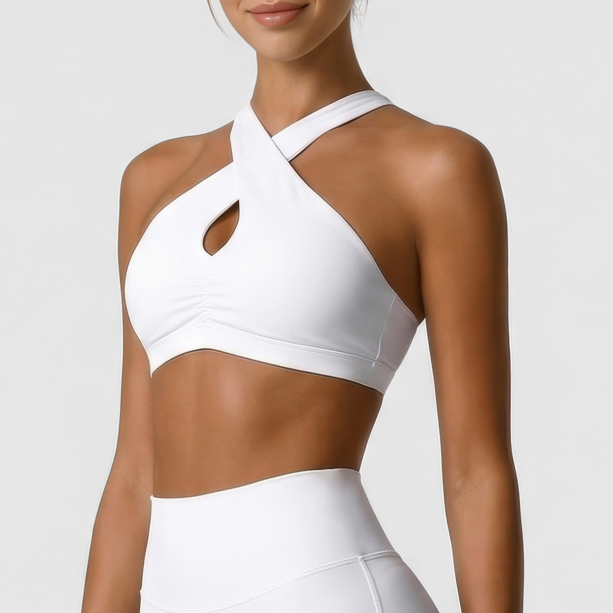 Women's Sports Halter Backless Bra, Fitness Yoga Running Quick-Dry Comfortable Inner Layer Sports Bra with Padded Support