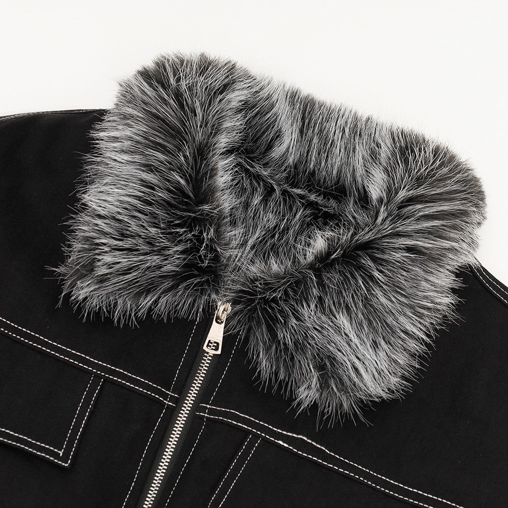 Workwear fur collar thick jacket