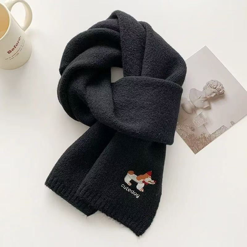 Autumn and winter neck scarf shawl, warm solid color knitted thick scarf