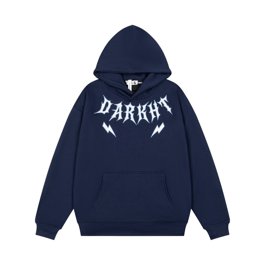 Lightning Letter Print Hoodie for Women, Vintage Street Style, Loose Drop Shoulder Top