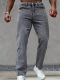 Casual Gray Washed Vintage Denim Pants for Men Fashionable Retro Design Summer Style