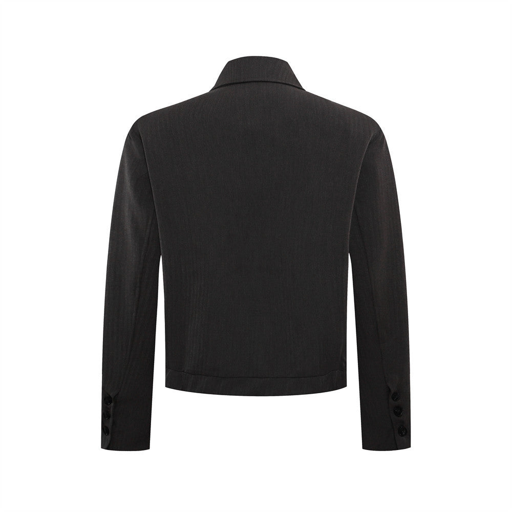 Slanted placket lapel jacket