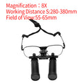 8X Binocular Head-Mounted Optical Loupes for Dental Surgical Procedures