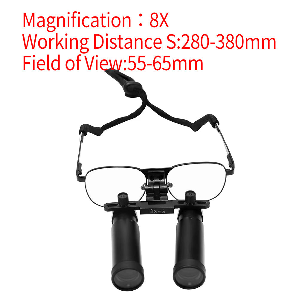 8X Binocular Head-Mounted Optical Loupes for Dental Surgical Procedures
