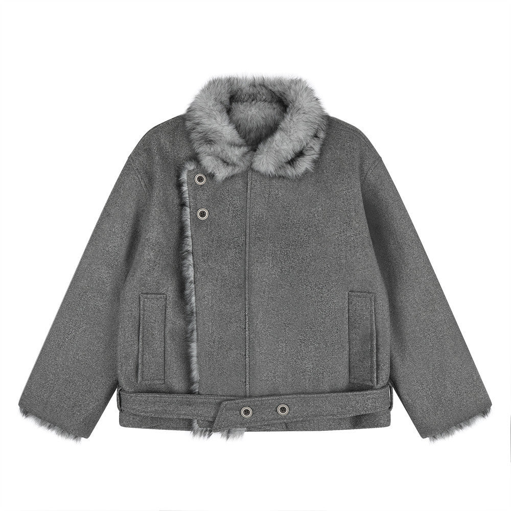 Imitation rabbit fur lapel fur jacket