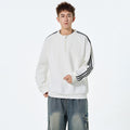 Thick Lightweight Hoodie Men Autumn Loose Fashion Brand Striped Base Layer Round Neck High Street Versatile Couple Tops