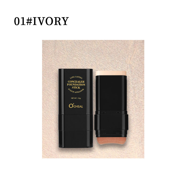 Oqianya Cream Foundation Concealer Long-Lasting Solid Foundation  Dual-Purpose Powder Puff Brush